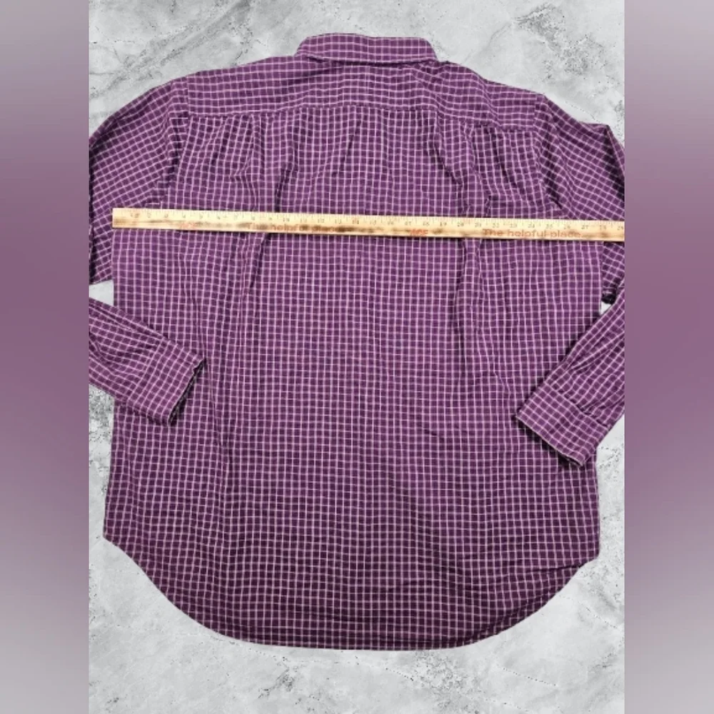 Polo by Ralph Lauren Men's 2XL Big Purple Checkered Button Up Dress Shirt‎